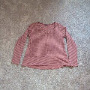 Cut Loose V-Neck Long Sleeve Stripe Tunic Top XS